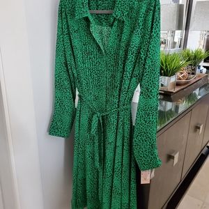 Animal Print Button Collar Dress